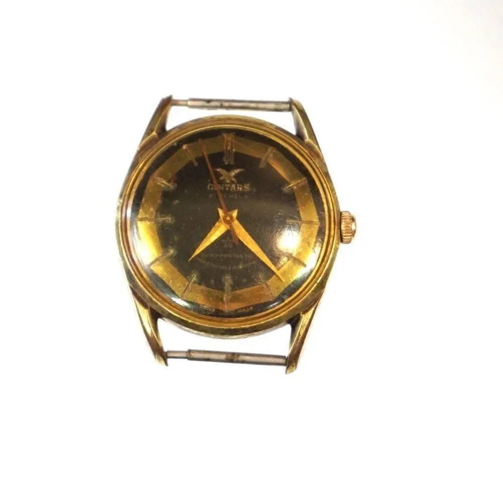Vintage Gintars 21 Jewels Gold Filled Swiss Watch Metin Yildiz For Parts Repair